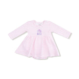 Stripes With Sibling Embroidery Organic Cotton Jersey Lil Sis  L/S Play Bodysuit Dress