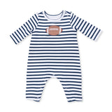 Football Navy L/S Snap Shoulder Romper