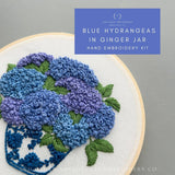 Blue Hydrangeas in Ginger Jar Hand Embroidery Kit -