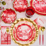 Christmas Village Wavy Salad Plate