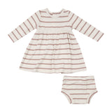 Ribbed Stripe -  Misty Rose Simple Dress and Bloomer