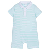 Aqua Stripe Peter Pan Polo Romper