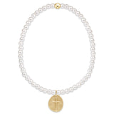 Classic Pearl 3mm Bead Bracelet Inspire Small Gold Charm