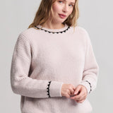 CC Dolman Ribbed Sweater with Blanket Stitch Stone