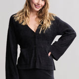 CCL Wide Sleeve Button Front Cardigan Black