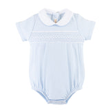 light blue hand smocked bubble