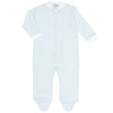 Blue Herringbone Zipper Footie