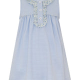 Blue Stripe Knit Dress with Ruffles