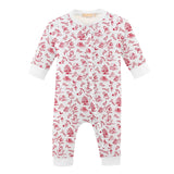 Christmas Toile Ruffled Zipper Coverall