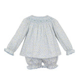 Caroline Tiny Blue Floral Knit Bishop Set