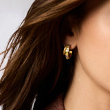 Cobblestone Double Hoop-Multi Stone Cat's Eye