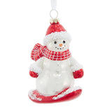 Snowman On Snowboard Ornament