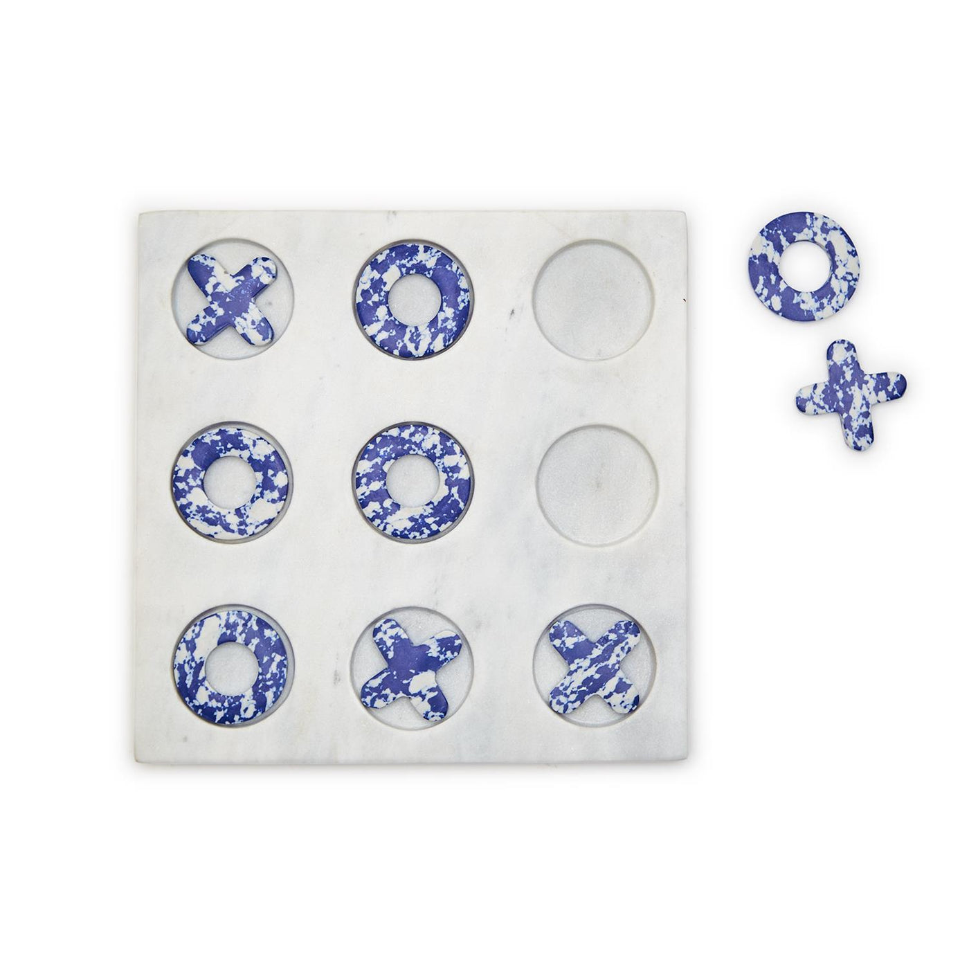 Blue Marble Hand Crafted Tic-Tac-Toe