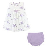 lavender bows hand smocked printed dress