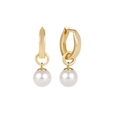 Huggie Gold 0.5" Hoop Classic Pearl 8mm Charm