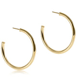Round Gold 1.5" Post Hoop Smooth 3mm Smooth