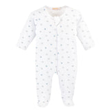 blue little stars printed zipped footie