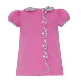 Pink Corduroy Dress w/ pink floral ruffles