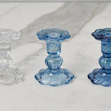 Blue Glass Scalloped Candlesticks