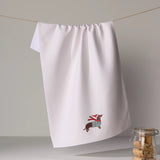 Merry Dachshund Tea Towel