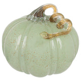 Seafoam & Gold Speckled Glass Pumpkin Lg
