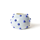Iris Blue Large Cylinder Vase w/Knobs