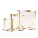 Windows Square Vase W/Gold Metal Trim