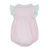 Pink w/ Aqua Floral Trim Sleeveless Bubble