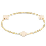 Signature Cross Gold 2mm Bead Bracelet Off-White