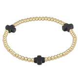 Signature Cross 3mm Gold Bracelet Charcoal