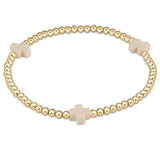 Signature Cross Gold 3mm Bead Bracelet Off-White