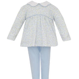 Caroline Tiny Blue Floral Knit Tunic Set