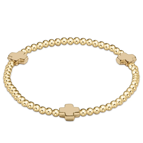 Signature Cross 3mm Gold Bracelet Gold – Hot Pink Brentwood