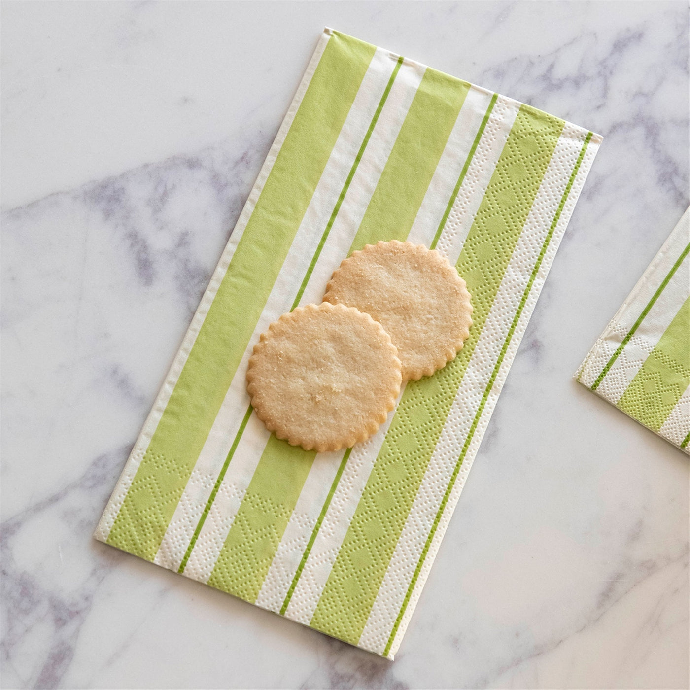 Green Awning Stripe Guest Napkin