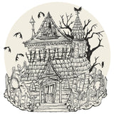 Die-cut Coloring Haunted House Placemat