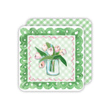 Green Flowers Square Coaster