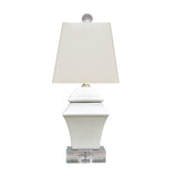 Dove White Square Jar Lamp