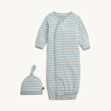 Blue Stripe Organic Cotton Gown + Hat
