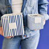 Indigo Skinny Stripe Medium Mini Nesting Cube