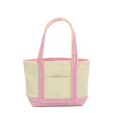 Coated Canvas Natural Gingham Pink Trim Mini Tote