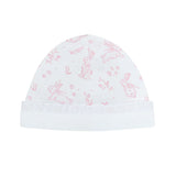 Pink Bunny Toile Baby Hat