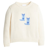 Blue Cowboy Boots Intarsia Sweater