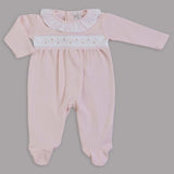 Alma Pink Knit Smocked Footie