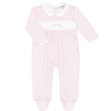 Pink Herringbone Emb Footie
