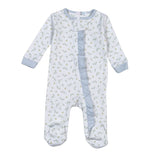Mia Blue Floral Zipper Footie