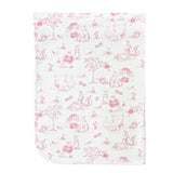 pink toile bunnies printed receiving blanket