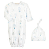 dreamy air balloons blueprinted gown and hat set