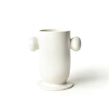 Signature White Large Cylinder Vase w/Knob