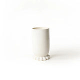 Signature White Medium Cylinder Vase w/Knob