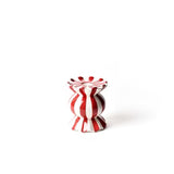 Red Stripe Small Ruffle Knob Candle Holder